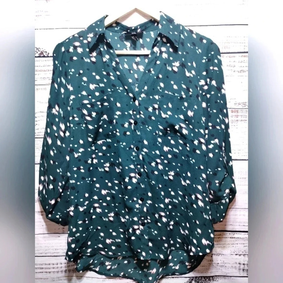 IZ Byer Dalmatian Turquoise Spotted Top size Large - Picture 1 of 4